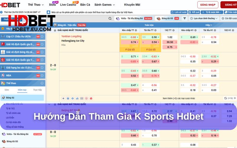 Hướng dẫn tham gia cá cược K Sports trên HDbet Hướng dẫn tham gia cá cược K Sports trên HDbet