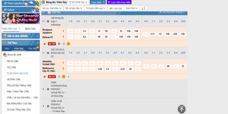 Các loại kèo khác ngoài Tỷ Số Đúng Bet168vn